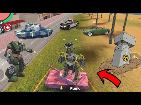 Rope Hero Vice Town (BD 100 Ground Assault Machine on Pink Tank) Tanker Fight Police Car Robot - HD
