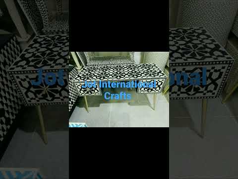 Moroccan Bone Inlay Console Table Handcrafted Inlay Desk