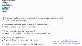 English Conversation with Key words and quiz - In the Restaurant