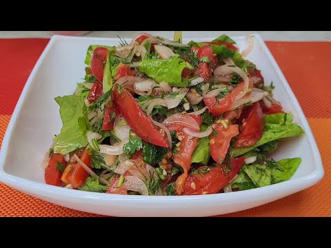 Sweet and sour tomato salad. The secret is in the sauce.