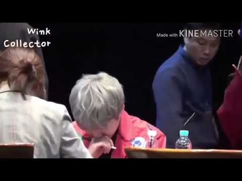 180408 Jihoon kept on sneezing during the fansign to day