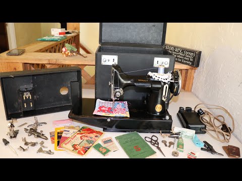 Threading a Singer Featherweight, patchwork quag, sewing with a featherweight