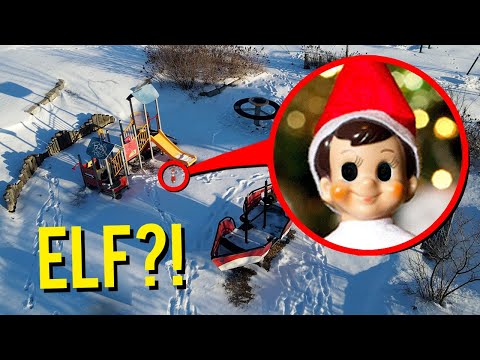 DRONE CATCHES ELF ON THE SHELF AT HAUNTED PARK!! (HE ACTUALLY MOVED!)