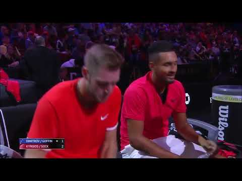 2018　Nick Kyrgios & Jack Sock vs Grigor Dimitrov & David Goffin laver cup　1set