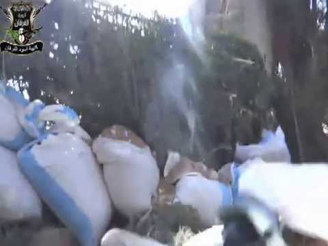 استهداف كتيبة أسود الفرقان بقذيفة آر بي جي دبابة لقوات النظام على الجبهة الغربية في مدينة داريا في ريف دمشق