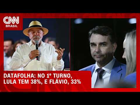 Datafolha: no 1º turno, Lula tem 38%, Flávio, 33%, e Cury, 8%  | BASTIDORES CNN