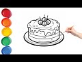Draw & Coloring In Unicorn Cake 🎂🦄🌈 For Kids   Kids Colour & Art 🎨