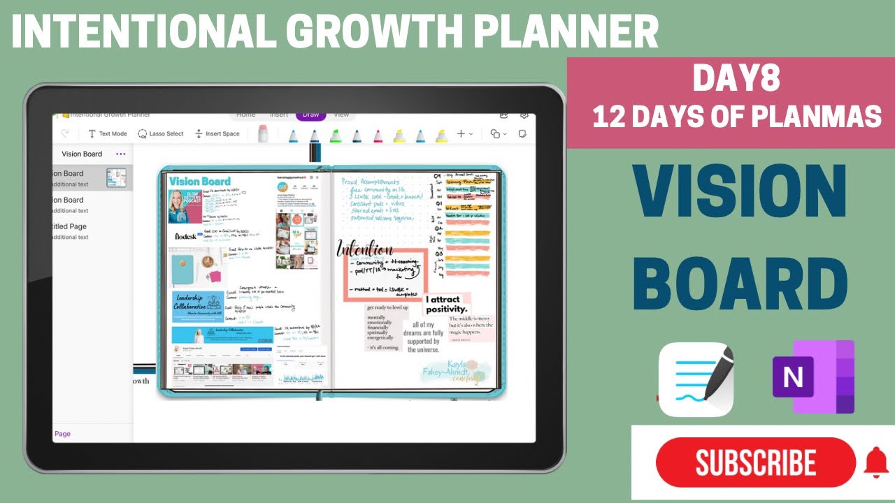 Why & How Vision Boards Work in the Intentional Growth Planner, OneNote|Goodnotes: Day 8 of Planmas