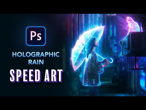 Creating HOLOGRAPHIC RAIN in Photoshop - NFT Speed Art