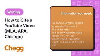 How to Cite a YouTube Video (MLA, APA, Chicago) | Chegg