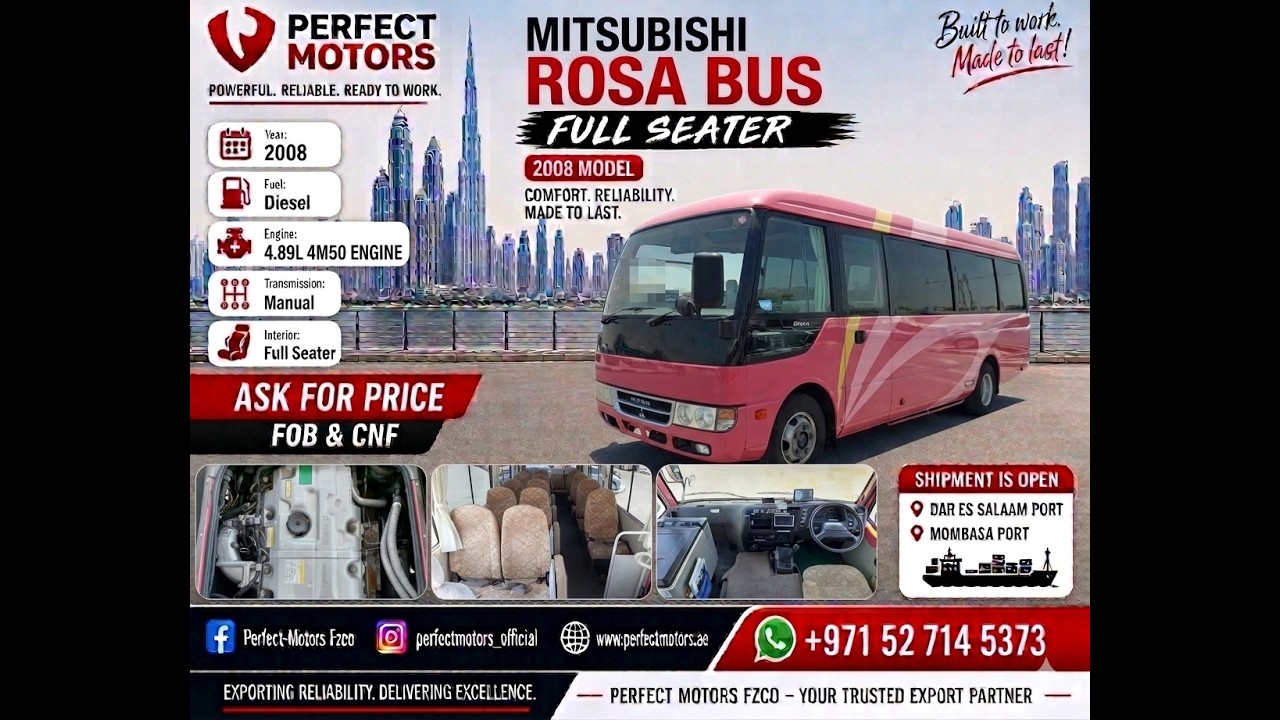 ميتسوبيشي روزا 2008 MITSUBISHI ROSA BUS RHD DIESEL MANUAL 4M50 ENGINE(PM00169) video