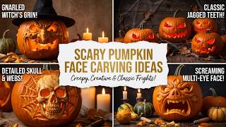 90+ Scary Pumpkin Face Carving Ideas 🎃 Evil Eye Stencil Cuts and Jagged Teeth Jack o Lantern 2026