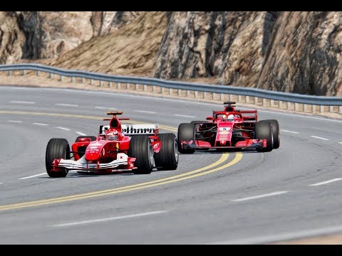 Ferrari F1 2018 vs Ferrari F1 2004 - Desert Track