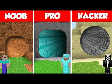 TUNNEL PIT HOLE BASE HOUSE BUILD CHALLENGE - NOOB vs PRO vs HACKER / Minecraft Battle Animation