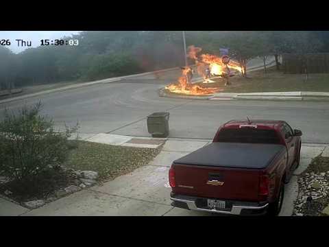 Report: Video shows fiery motorcycle crash on Far West Side - KTSA