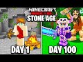 I Survived 100 DAYS In The STONE AGE In Hardcore Minecraft