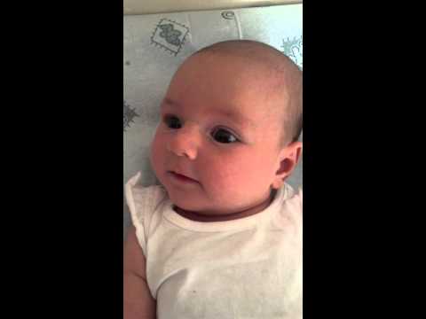Our 7 week Baby's trying to talk to dad for the 1st time