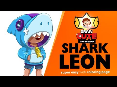 How to draw Shark Leon | Brawl Stars super easy drawing tutorial with coloring page