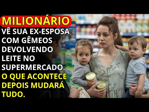 MILIONÁRIO VÊ SUA EX-ESPOSA COM GÊMEOS NOS BRAÇOS DEVOLVENDO LEITE NO MERCADO POR NÃO TER DINHEIRO