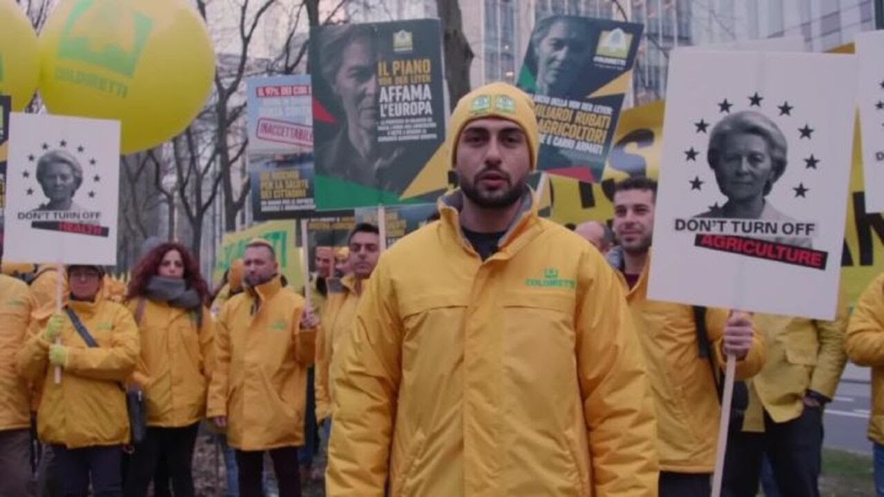 I giovani di Coldiretti tra i manifestanti a Bruxelles per protestare contro Pac e Mercosur