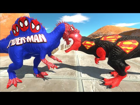 BLACK SUPERMAN T-REX DEATH RUN MOUNTAIN - Animal Revolt Battle Simulator