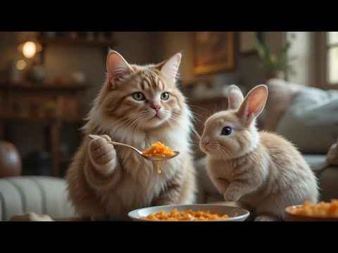 Cat And Rabbit Beautiful Friendship Story ||Meow Cat ||Cute Cat Story