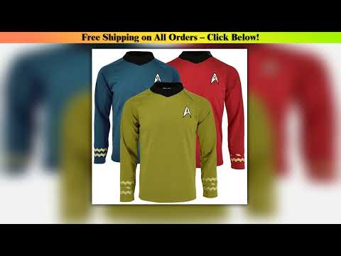 Halloween costume Startrek Cosplay TOS Captain Kirk Gold Shirts Spock Blue Uniforms Red Starfleet