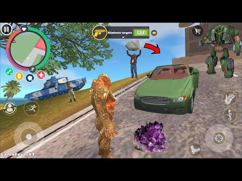 Rope Hero: Vice Town (Mutant Man Throw Stone on Car Robot) Stone Man Thorns - Android Gameplay HD