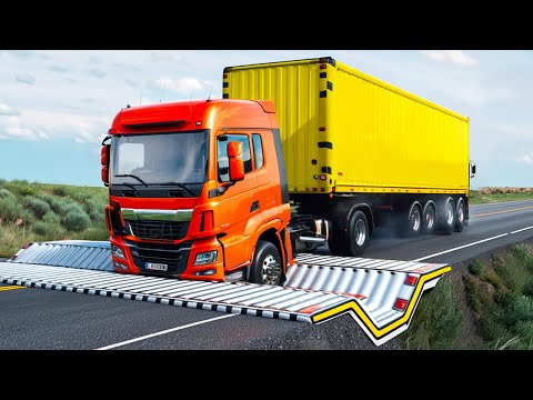 Cars vs Log Trap x Upside Down Speed Bumps x Container Bridge ▶️ BeamNG Drive