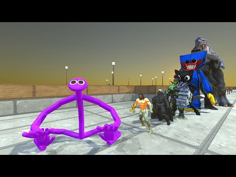 Rainbow Friends Purple DEATH RUN - Animal Revolt Battle Simulator