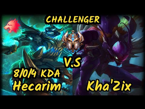 Shernfire (HECARIM) vs KHA'ZIX - 8/0/4 KDA JUNGLE CHALLENGER GAMEPLAY - NA