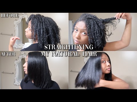 SILK PRESS AT HOME ON NATURAL HAIR | CURLY TO STRAIGHT...