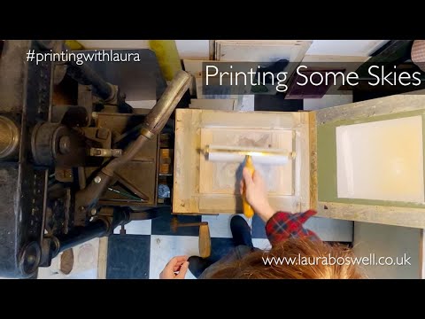 Reduction Linocut Printing : two different skies