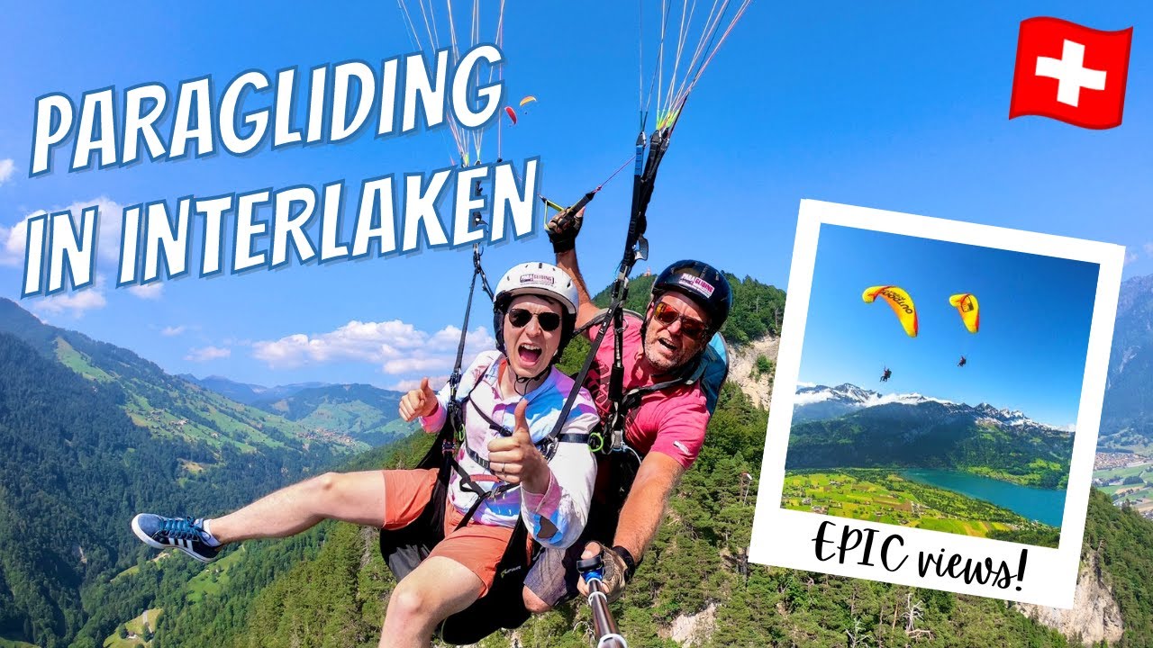 Join a traveler on paragliding adventure amidst the beauty of Interlaken.