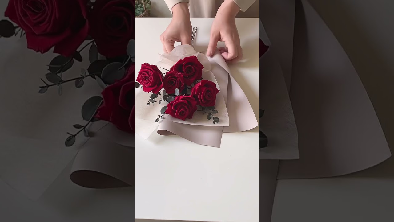 Roses bouquet wrapping idea 韓式花束包裝 #wrapping #花束包裝