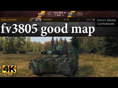 FV3805 4105 dmg 1 kill 1211 exp 2623 stunned | Good Map Gameplay | Ultra HD 4K World of Tanks