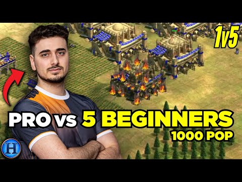 Pro Player 200 Pop vs 5 Beginners 1000 Pop | 1v5 AoE2