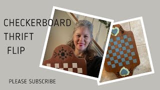 Wood Checkerboard- Thrift Flip with paint and stencils