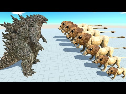 GODZILLA 2021 VS DIFFERENT SIZE LION - Animal Revolt Battle Simulator