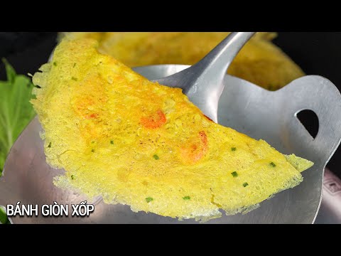 Đổ Bánh Xèo bằng bột pha sẵn hãy làm theo cách này để bánh giòn xốp lâu