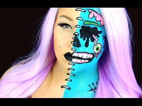CARTOON ZOMBIE MAKEUP TUTORIAL | Colorful Zombie Halloween Makeup
