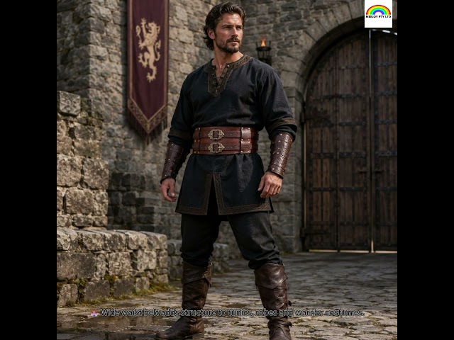 Vídeo relacionado con Juego de disfraz renacentista de 8 piezas para hombre, ropa medieval para hombre, disfraz de vikingo medieval con camisa pirata, pantalones largos, cinturón, cinturón, bolsillo, bufanda retro