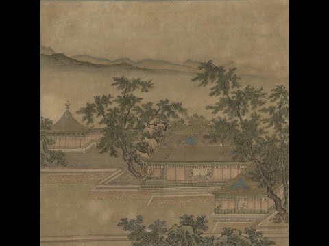 艺术赏鉴：明 仇英 柳园人形山水图 高清国画原作细节欣赏 用工整细腻笔法画园林楼阁 古代传统建筑物
