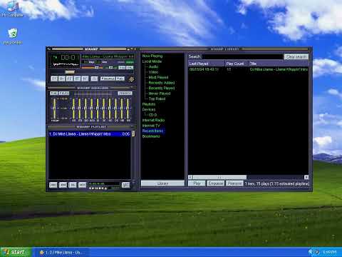 DJ Mike Llama - Llama Whippin' Intro in Winamp in Windows XP