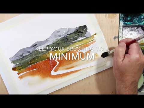 Create a contemporary watercolour landscape in 5 steps using cling wrap