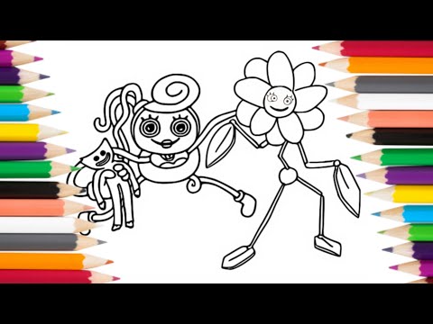 Poppy playtime chapter 2 Mommy Long Legs + Daisy Coloring  pages