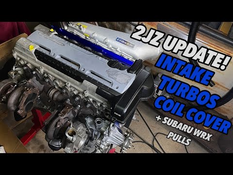 The 2JZ gets a GTE Style NA-T Engine Cover, Greddy Intake, OEM Twin Turbos, + Aidan's modified WRX