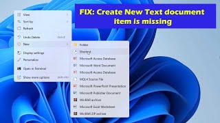 Create New Text document item is missing from Context Menu in Windows 11/10