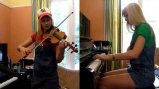 Lara plays Super Mario Brothers Medley on piano and violin IN COSTUME