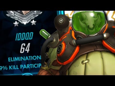 IDDQD INSANE ROADHOG! 64 ELIMS! [ OVERWATCH SEASON 18 TOP 500 ]
